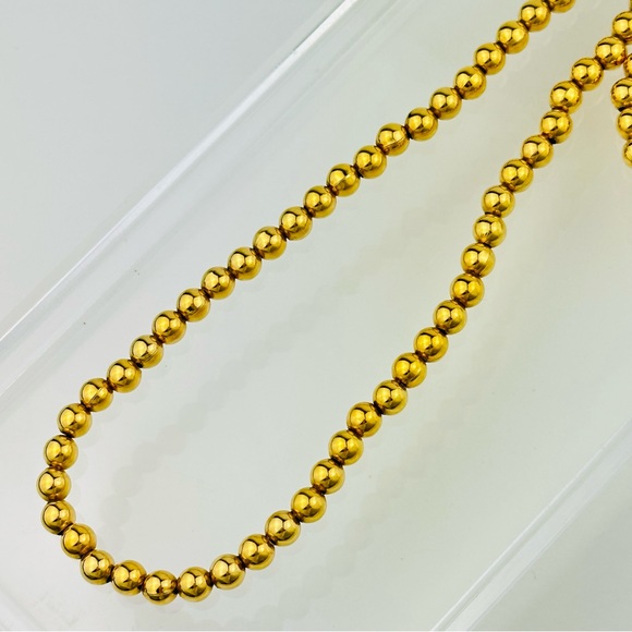 VINTAGE NAPIER BALL BEAD POLISHED GOLD PLATED NECKLACE - Picture 1 of 12